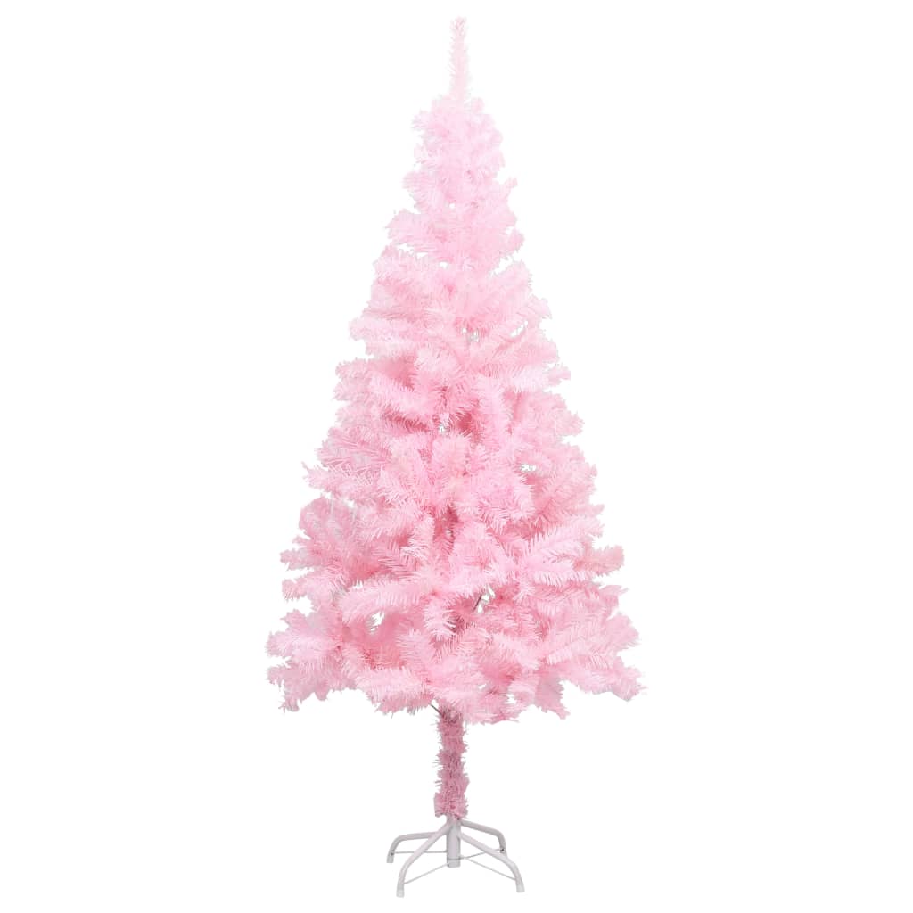 Artificial Pre-lit Christmas Tree with Stand Pink 150 cm PVC