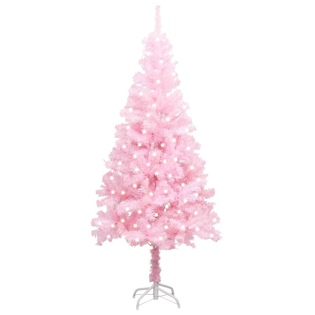 Artificial Pre-lit Christmas Tree with Stand Pink 240 cm PVC