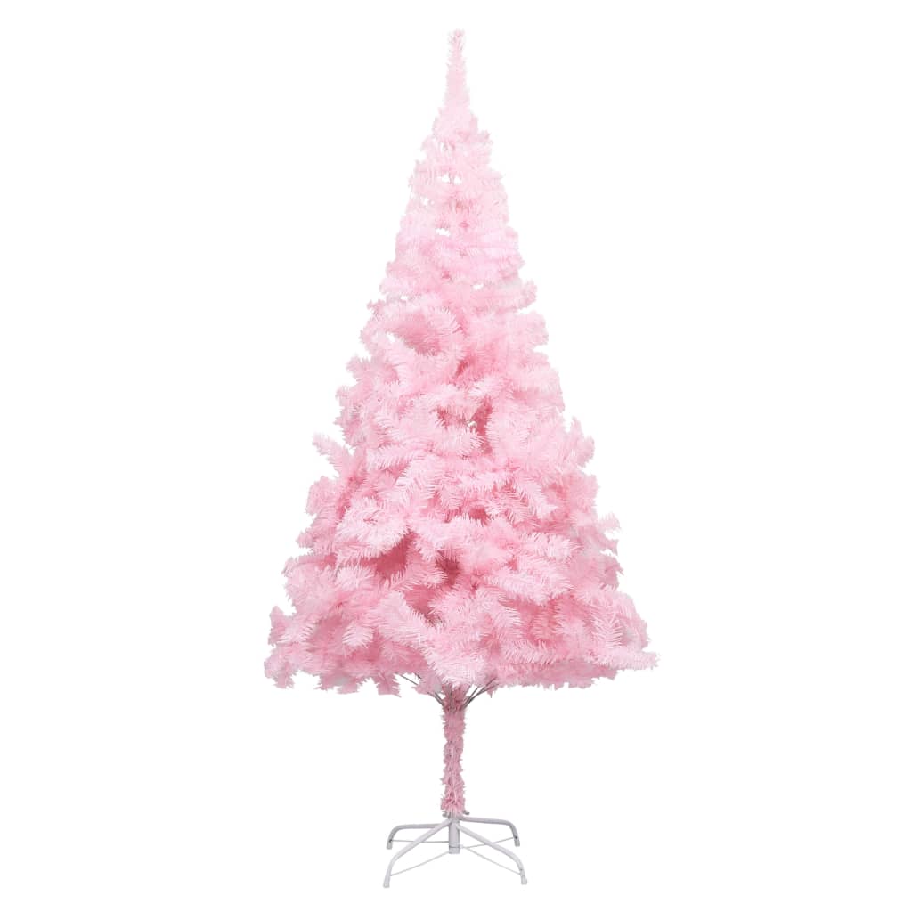 Artificial Pre-lit Christmas Tree with Stand Pink 240 cm PVC
