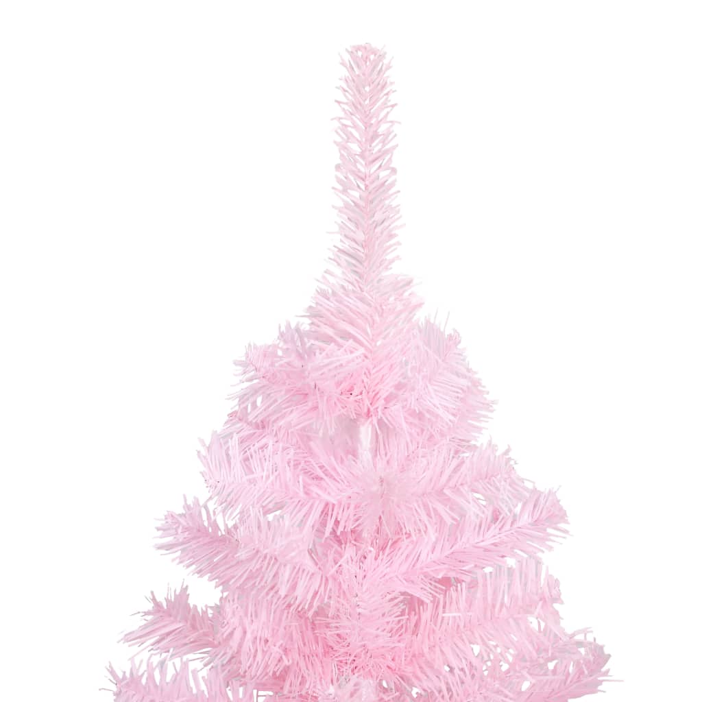 Artificial Pre-lit Christmas Tree with Stand Pink 240 cm PVC