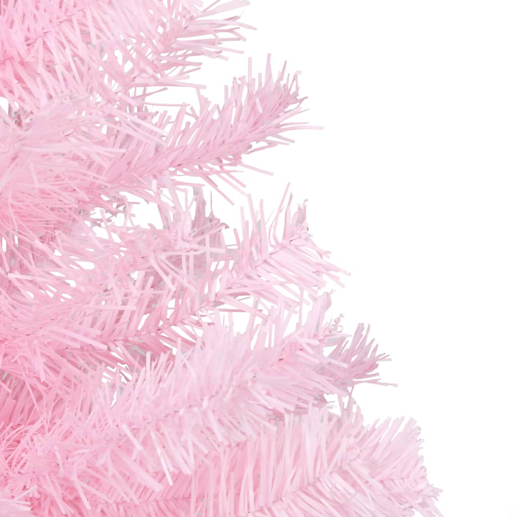 Artificial Pre-lit Christmas Tree with Stand Pink 240 cm PVC