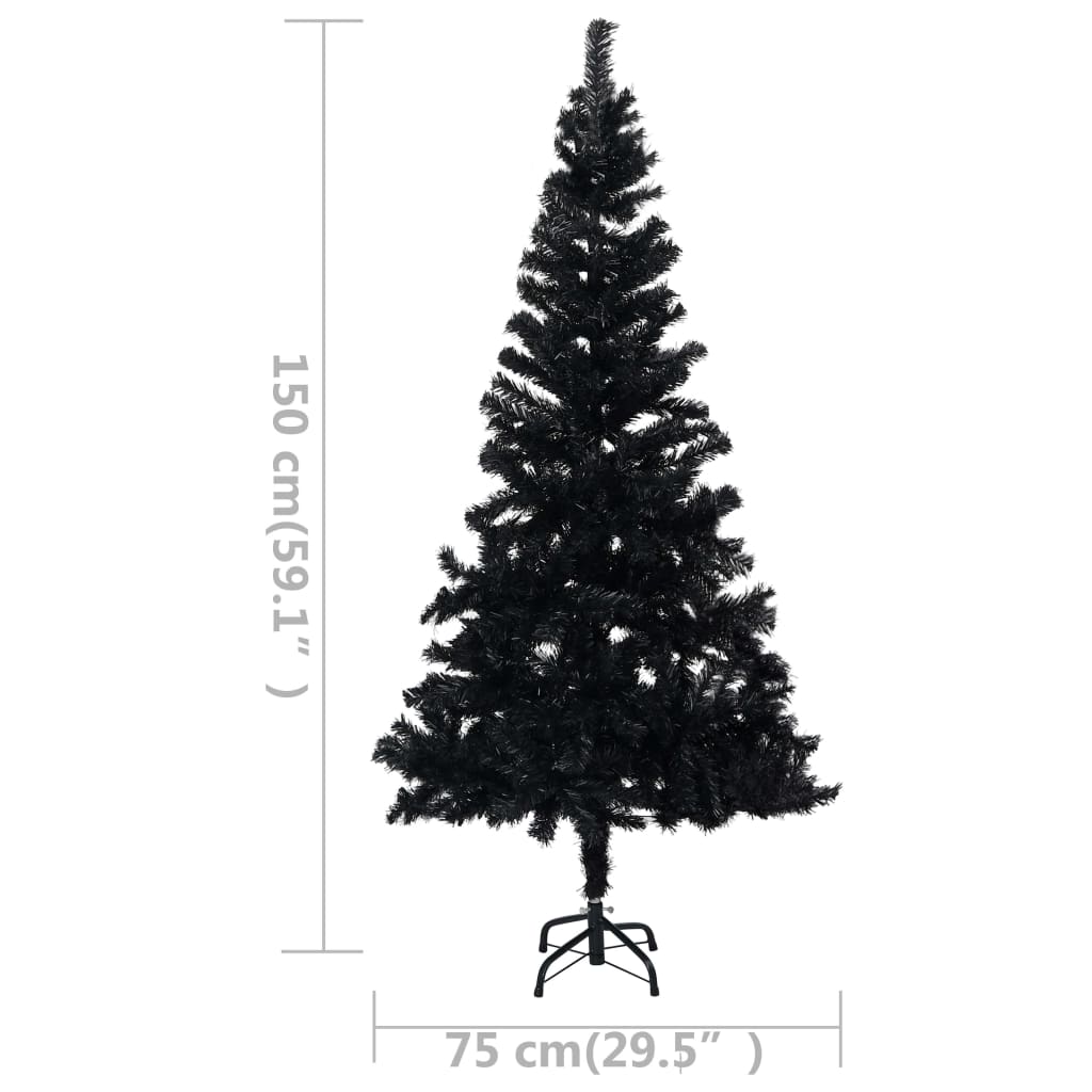 Artificial Pre-lit Christmas Tree with Stand Black 150 cm PVC