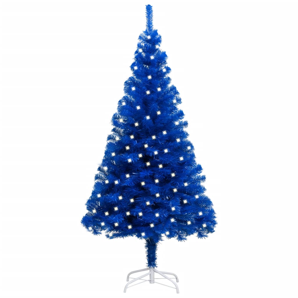 Artificial Pre-lit Christmas Tree with Stand Blue 240 cm PVC