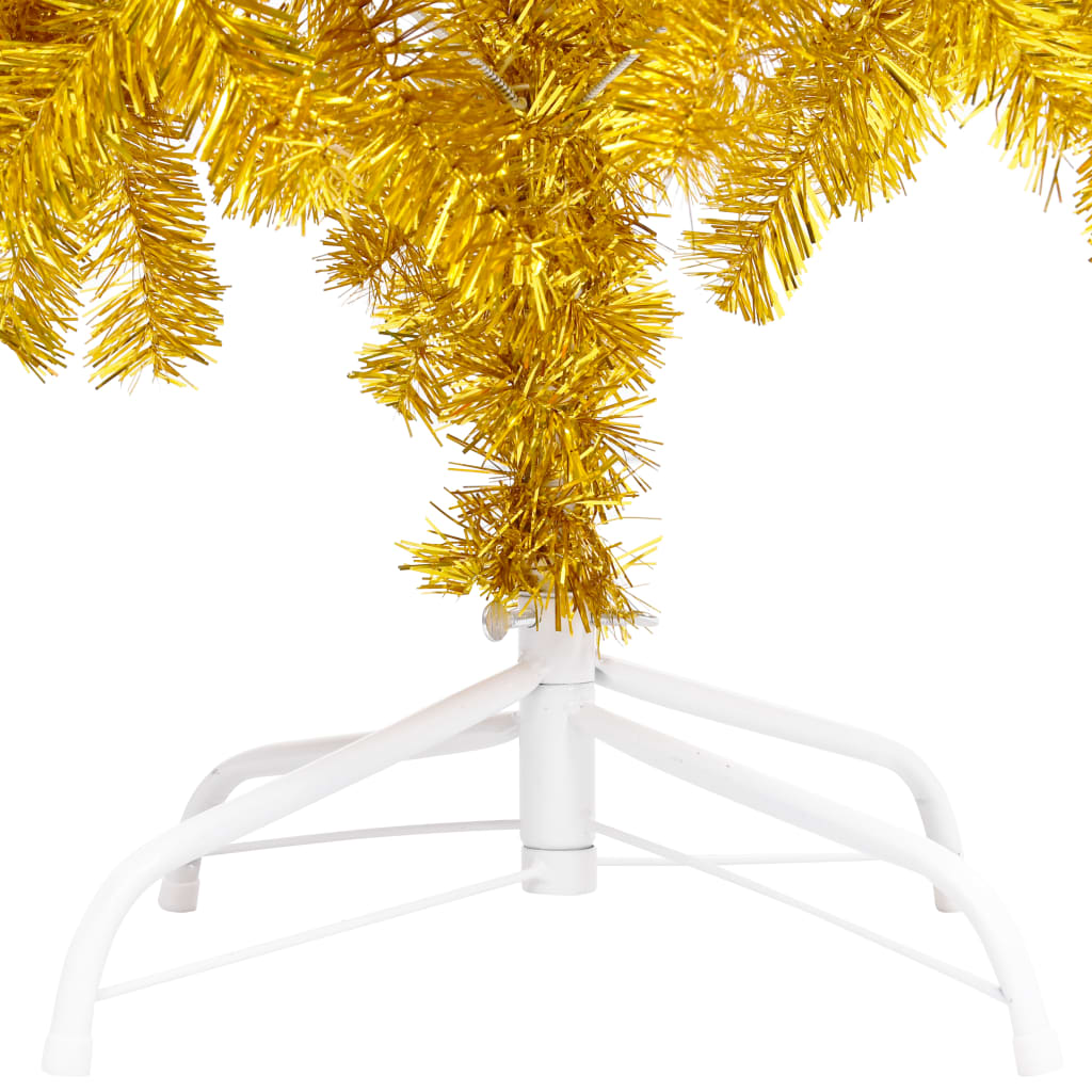 Artificial Pre-lit Christmas Tree with Stand Gold 180 cm PET