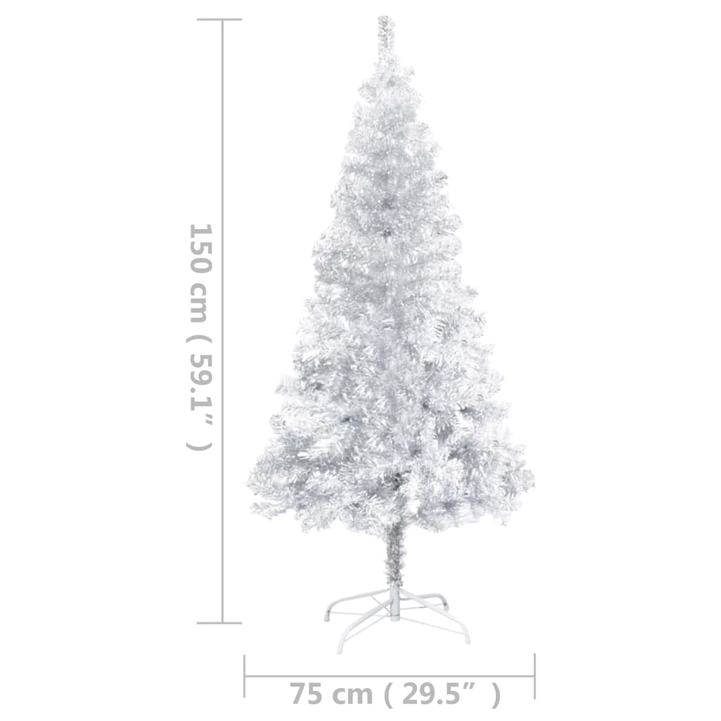 Artificial Pre-lit Christmas Tree with Stand Silver 150 cm PET