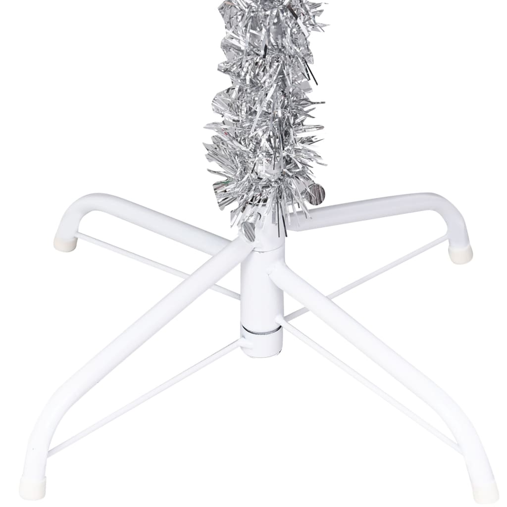Artificial Pre-lit Christmas Tree with Stand Silver 180 cm PET