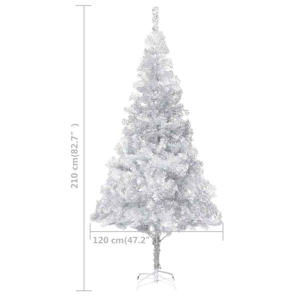 Artificial Pre-lit Christmas Tree with Stand Silver 210 cm PET