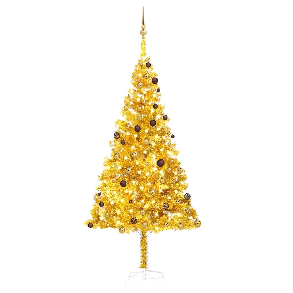 Artificial Pre-lit Christmas Tree with Ball Set Gold 240 cm PET