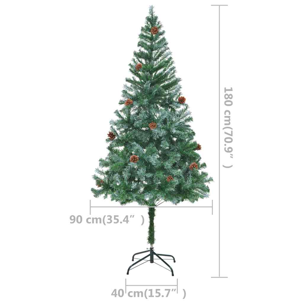 Artificial Pre-lit Christmas Tree with Ball Set&Pinecones 180 cm