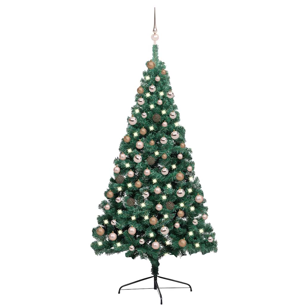 Artificial Half Pre-lit Christmas Tree Ball Set Green 180 cm