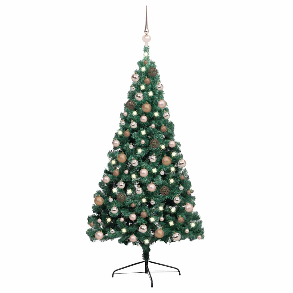 Artificial Half Pre-lit Christmas Tree Ball Set Green 240 cm
