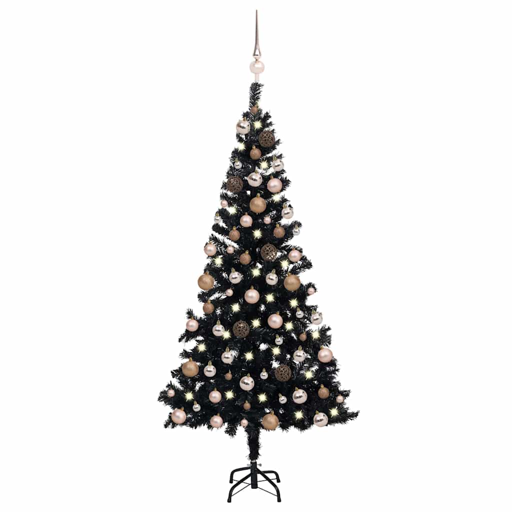 Artificial Pre-lit Christmas Tree with Ball Set Black 120cm PVC