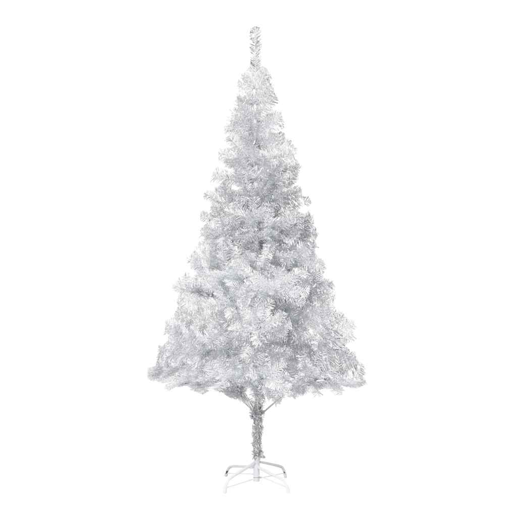 Artificial Pre-lit Christmas Tree with Ball Set Silver 180 cm PET