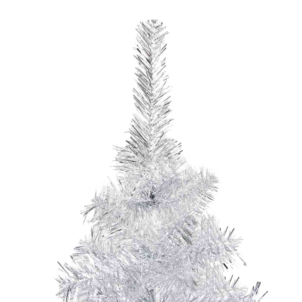Artificial Pre-lit Christmas Tree with Ball Set Silver 180 cm PET