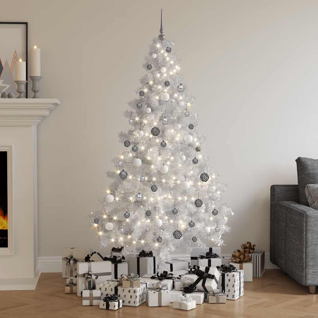 Artificial Half Pre-lit Christmas Tree with Ball Set White 180 cm