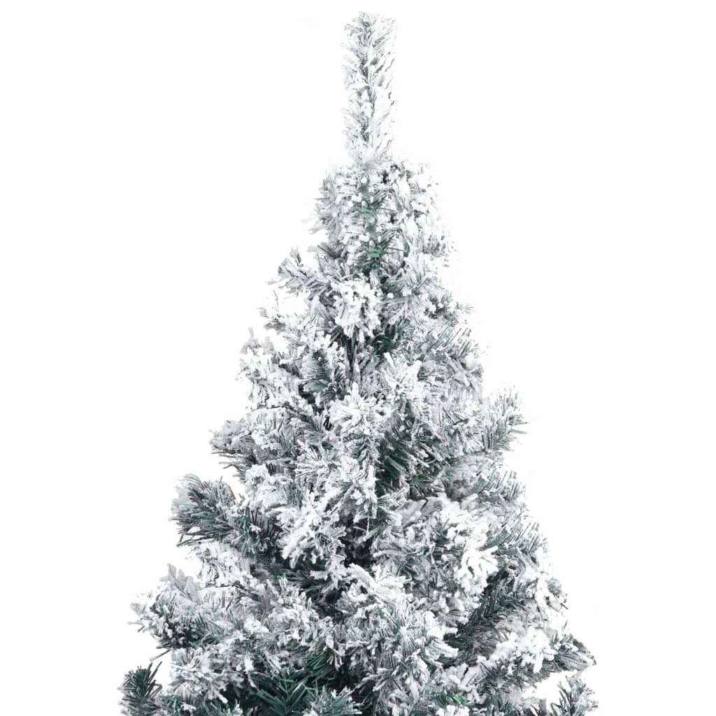 Artificial Pre-lit Christmas Tree with Flocked Snow Green 400 cm PVC