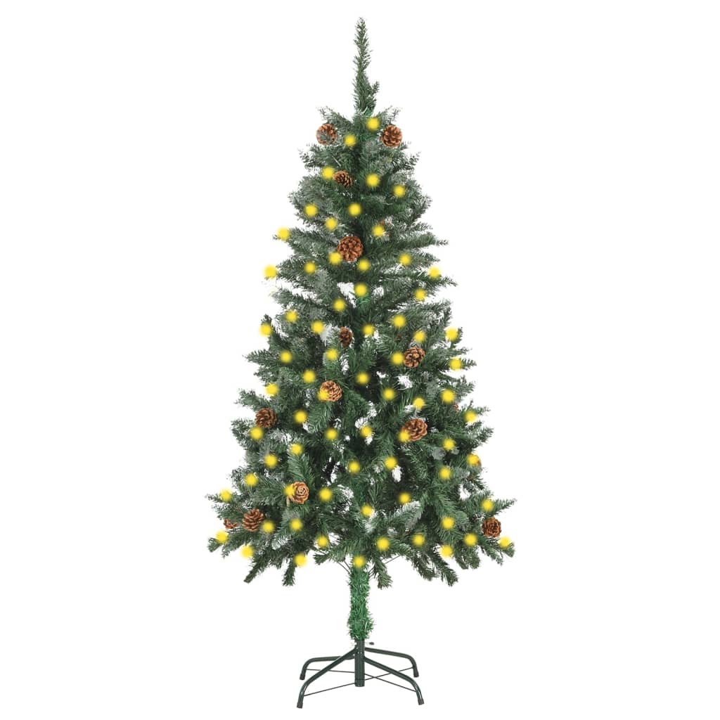 Artificial Pre-lit Christmas Tree with Pine Cones 150 cm