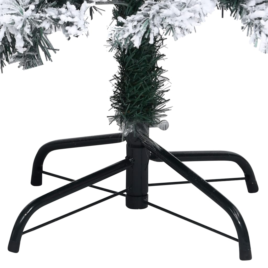 Artificial Pre-lit Christmas Tree with Flocked Snow Green 150 cm