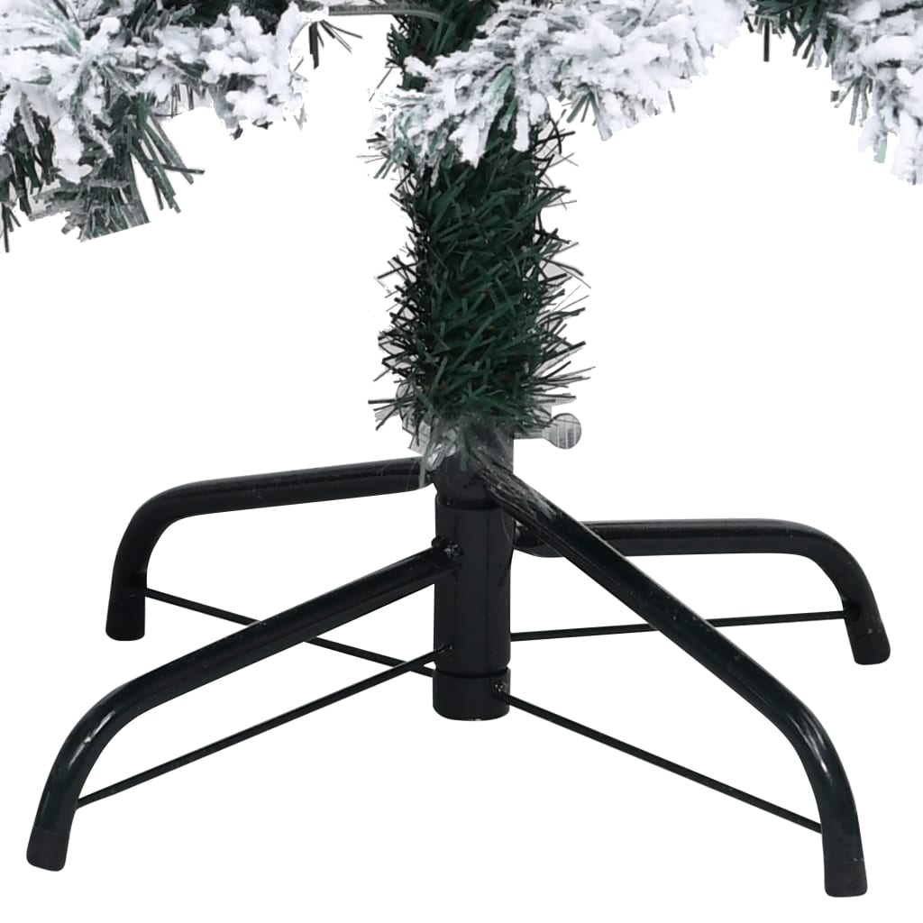 Artificial Pre-lit Christmas Tree with Flocked Snow Green 210 cm
