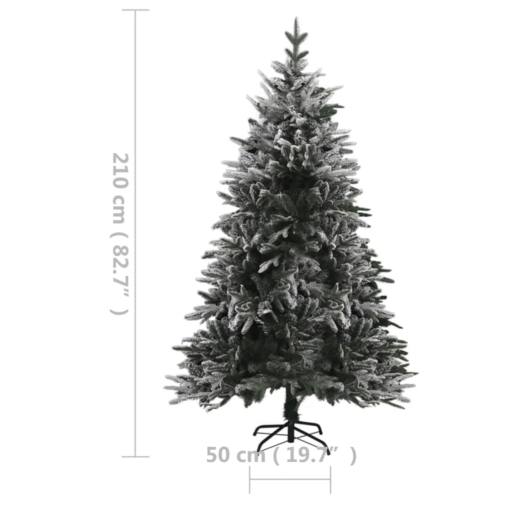 Artificial Pre-lit Christmas Tree with Flocked Snow 210 cm PVC&PE