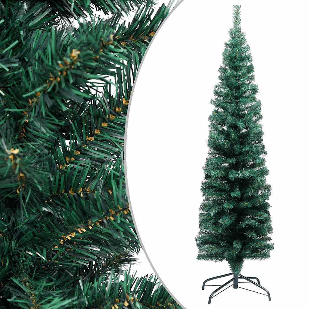 Slim Artificial Pre-lit Christmas Tree with Ball Set Green 120 cm