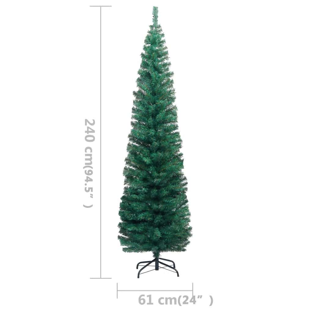 Slim Artificial Pre-lit Christmas Tree with Ball Set Green 240 cm