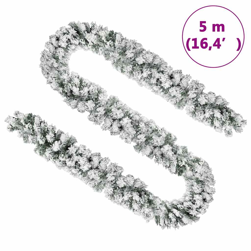 Christmas Garland with LEDs&Ball Set Green 5 m PVC