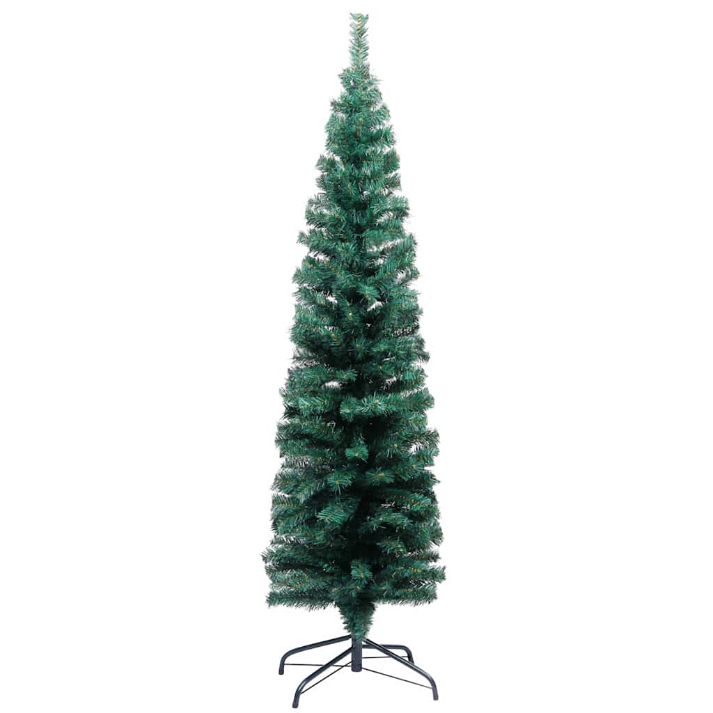 Slim Artificial Pre-lit Christmas Tree with Ball Set Green 150 cm