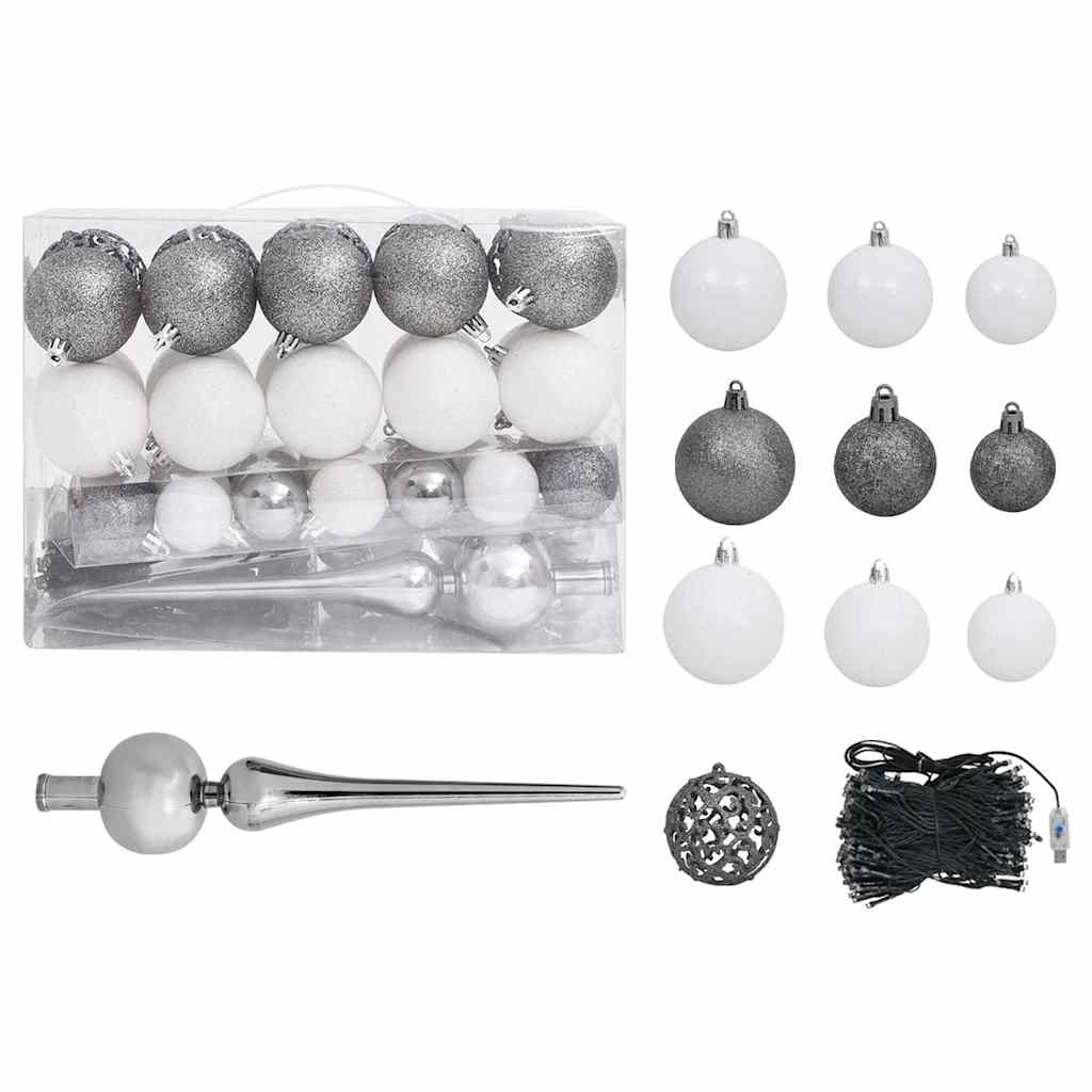 Slim Artificial Pre-lit Christmas Tree with Ball Set Green 150 cm