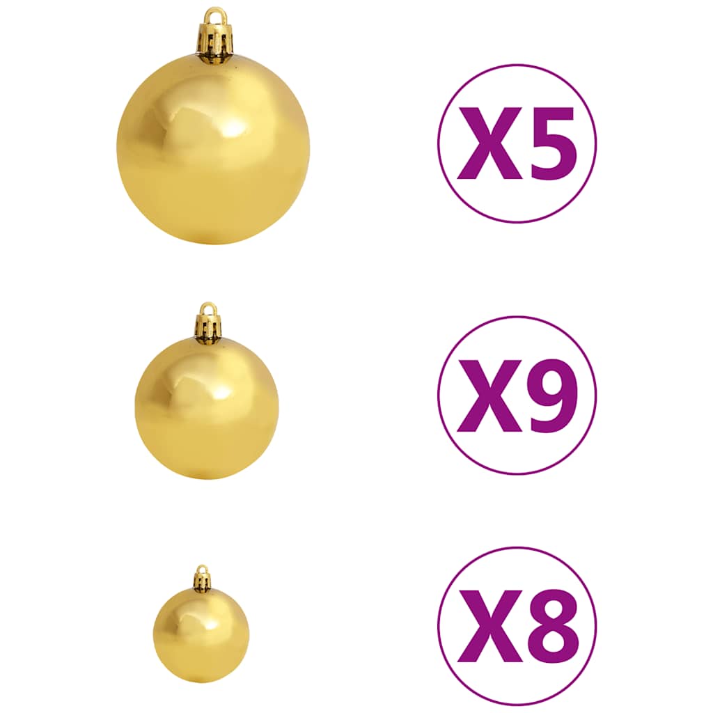 Corner Artificial Christmas Tree LEDs&Ball Set Green 240 cm PVC