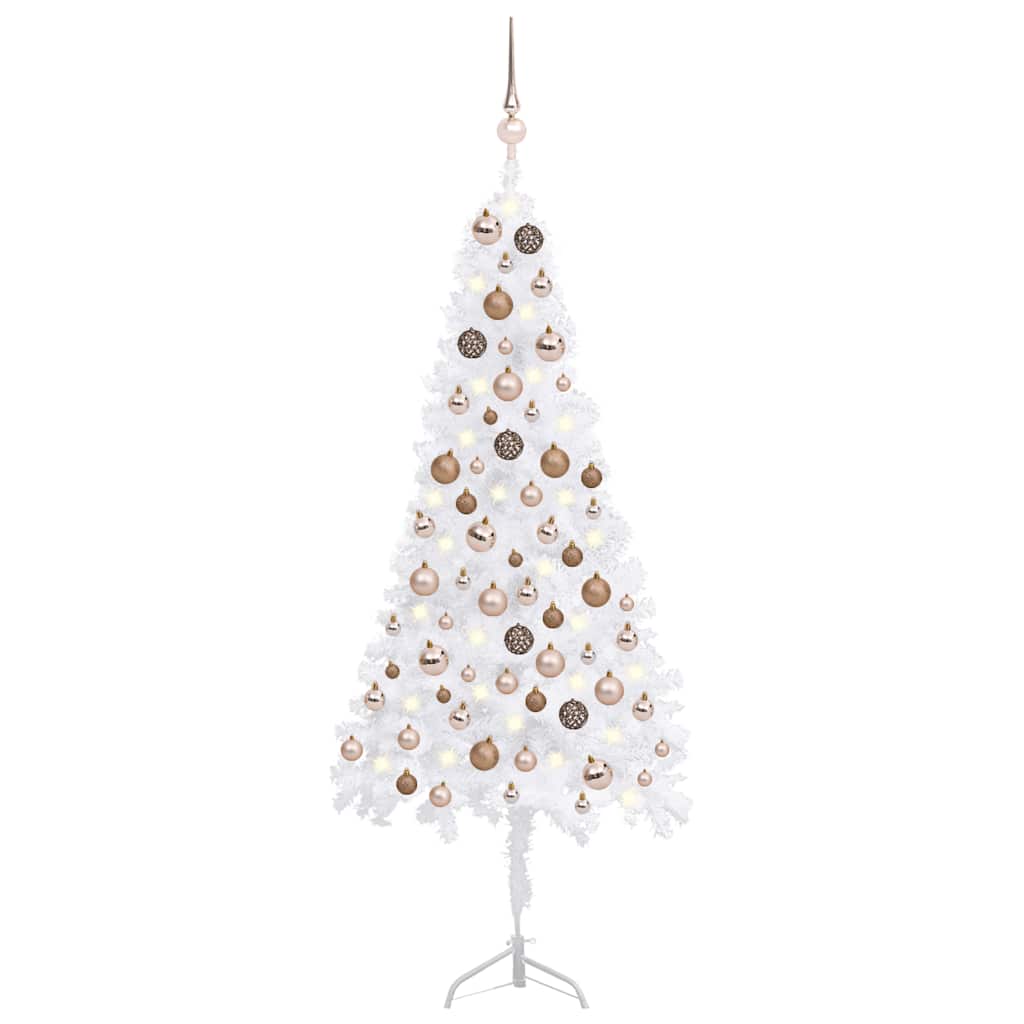 Corner Artificial Christmas Tree LEDs&Ball Set White 120 cm PVC