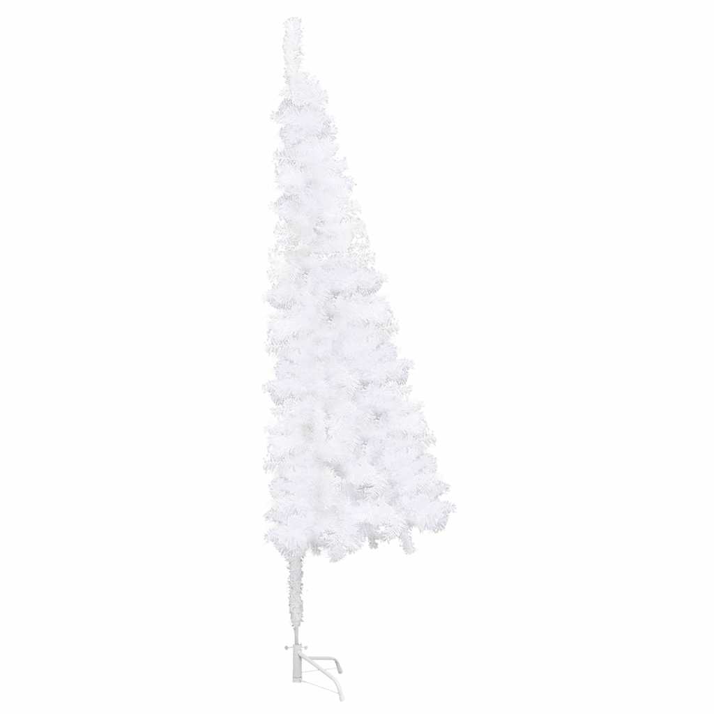 Corner Artificial Christmas Tree LEDs&Ball Set White 240 cm PVC