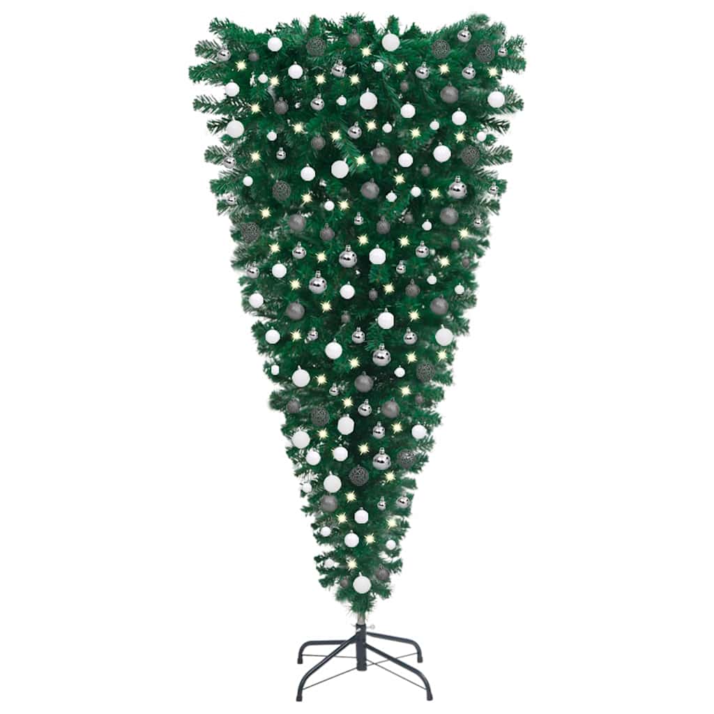 Upside-down Artificial Pre-lit Christmas Tree Ball Set 210 cm