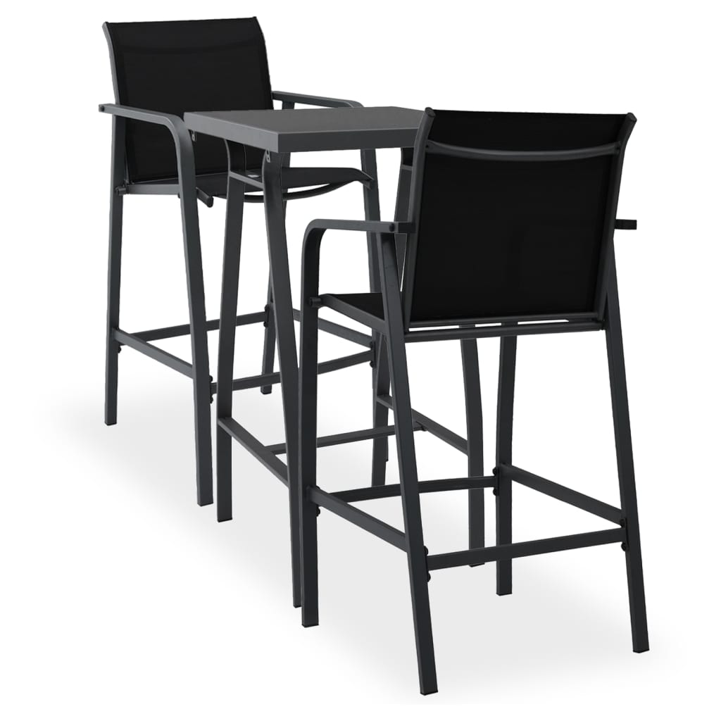 3 Piece Garden Bar Set Black (48120+48116)