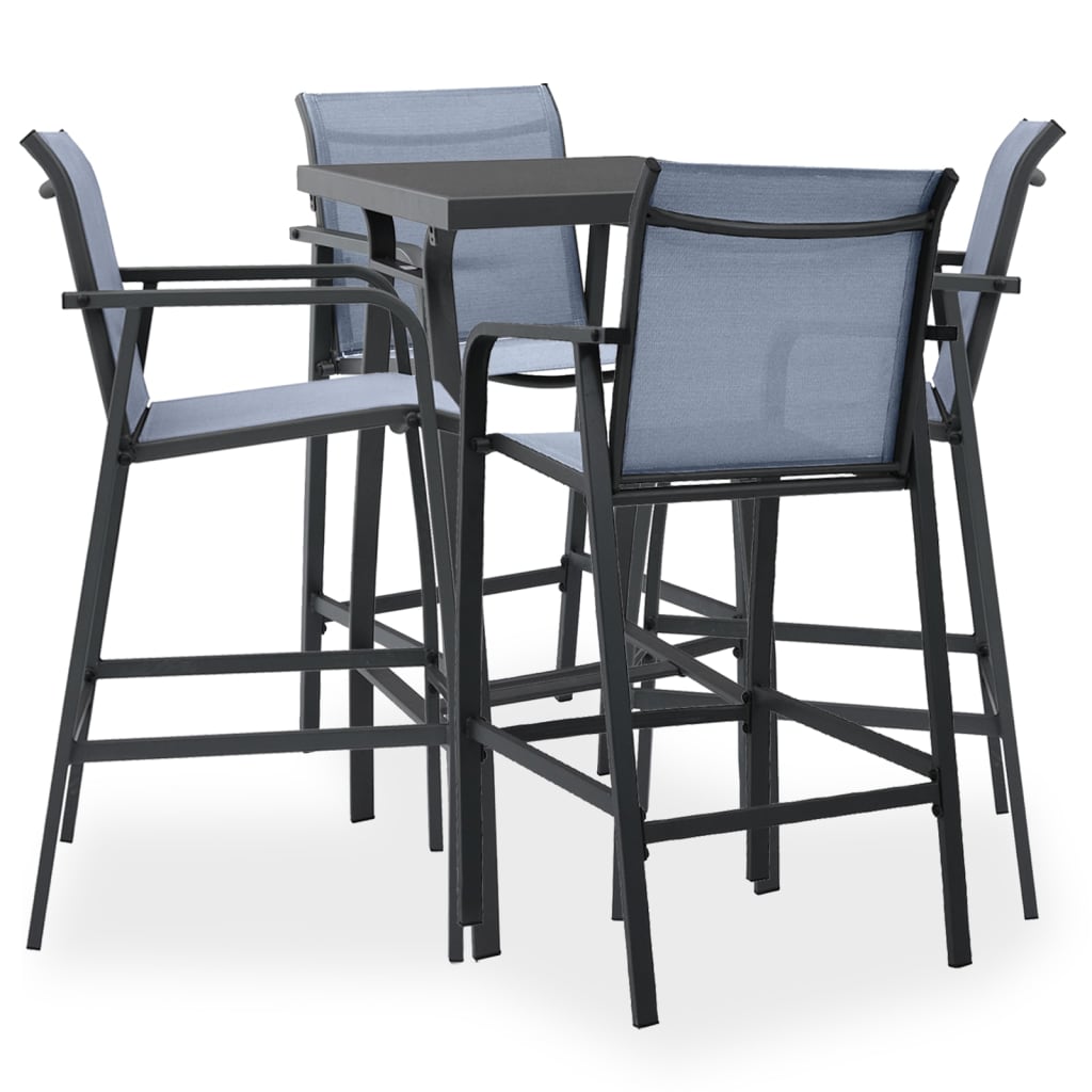 5 Piece Garden Bar Set Black and Grey (48120+48119)
