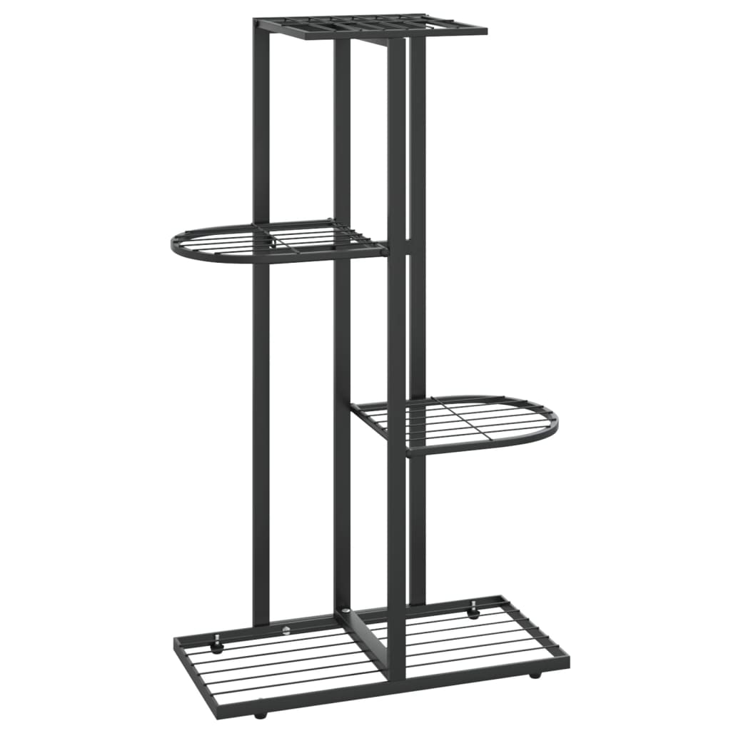 4-Floor Flower Stand 43x22x76 cm Black Metal