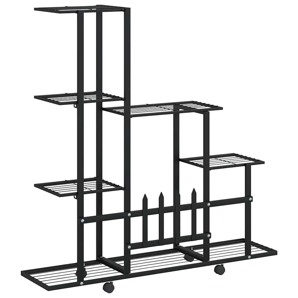 Flower Stand with Wheel 94.5x25x92.5 cm Black Metal