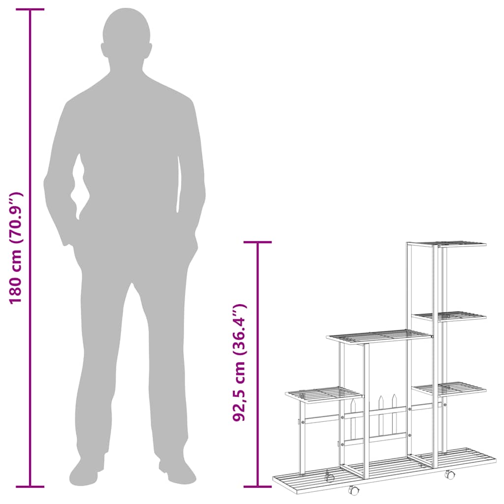 Flower Stand with Wheel 94.5x25x92.5 cm Black Metal