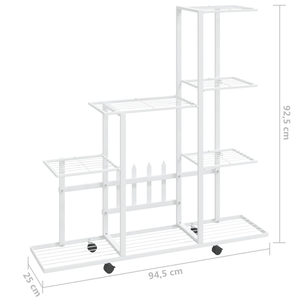 Flower Stand with Wheel 94.5x25x92.5 cm White Metal