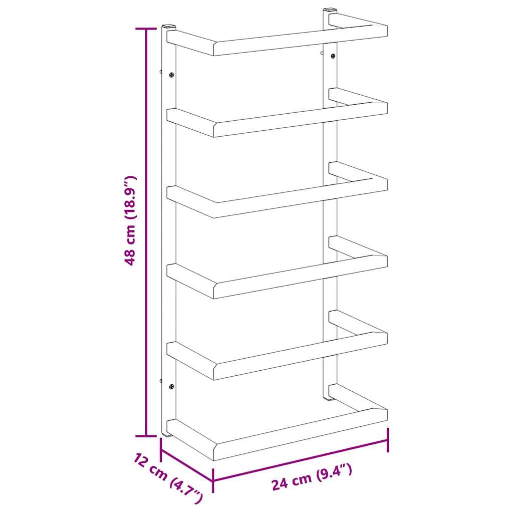 Towel Rack Black 24x12x48 cm Steel