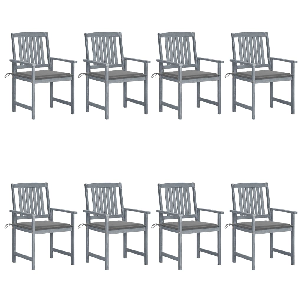 Garden Chairs with Cushions 8 pcs Solid Acacia Wood Grey