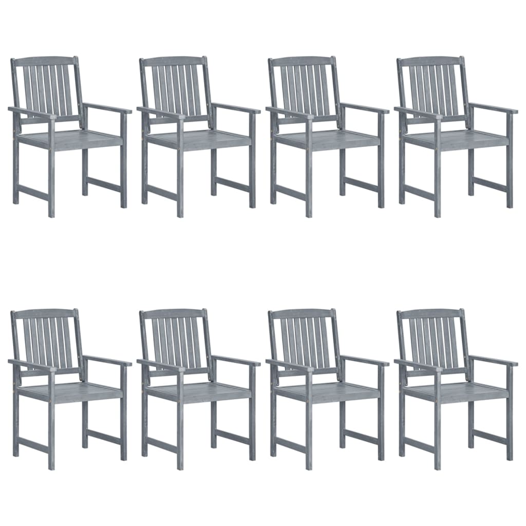 Garden Chairs with Cushions 8 pcs Solid Acacia Wood Grey