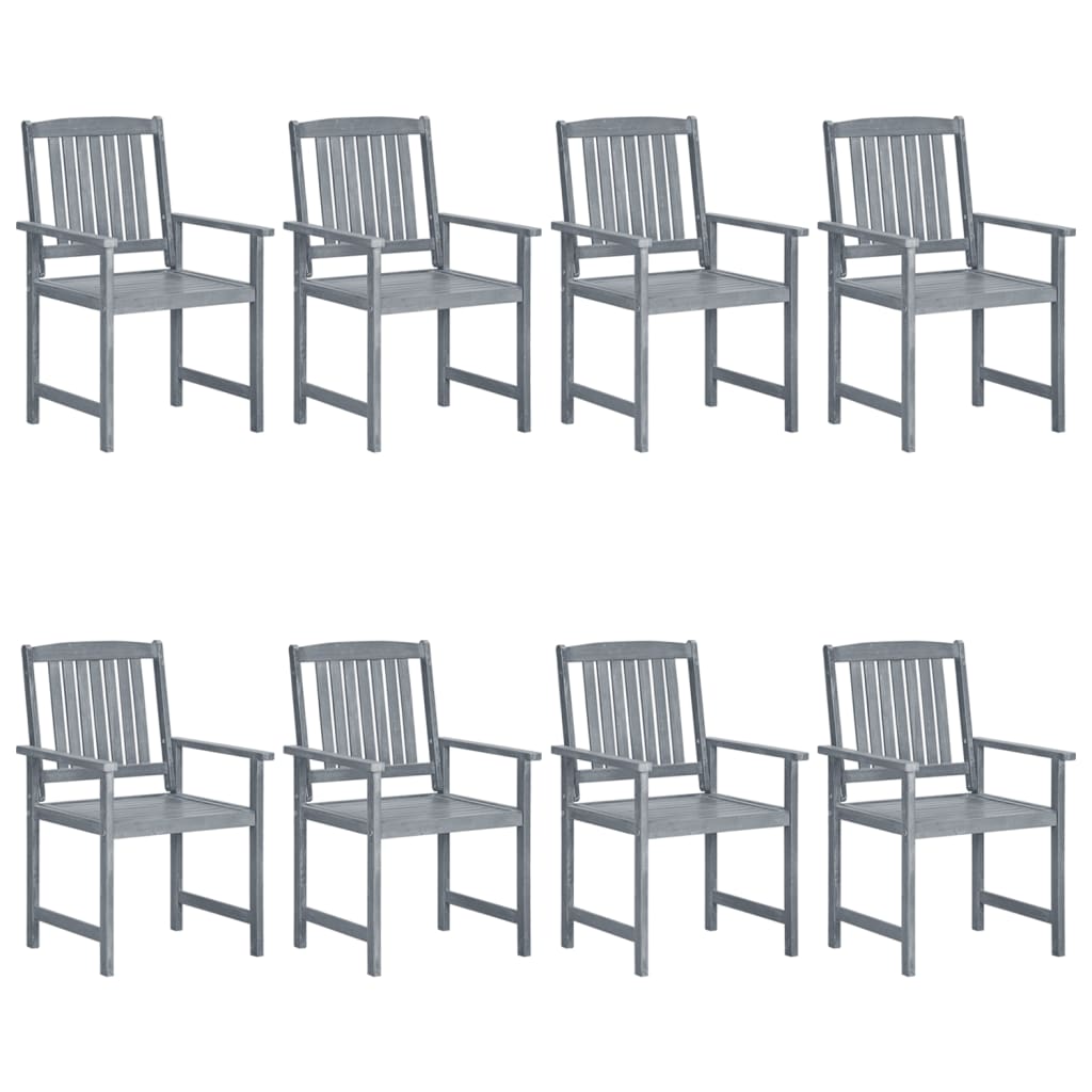 Garden Chairs with Cushions 8 pcs Solid Acacia Wood Grey