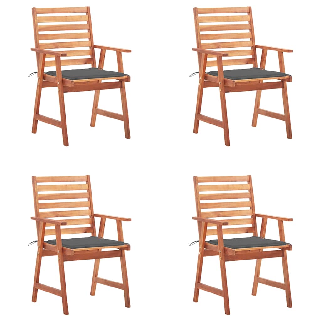Outdoor Dining Chairs 4 pcs with Cushions Solid Acacia Wood