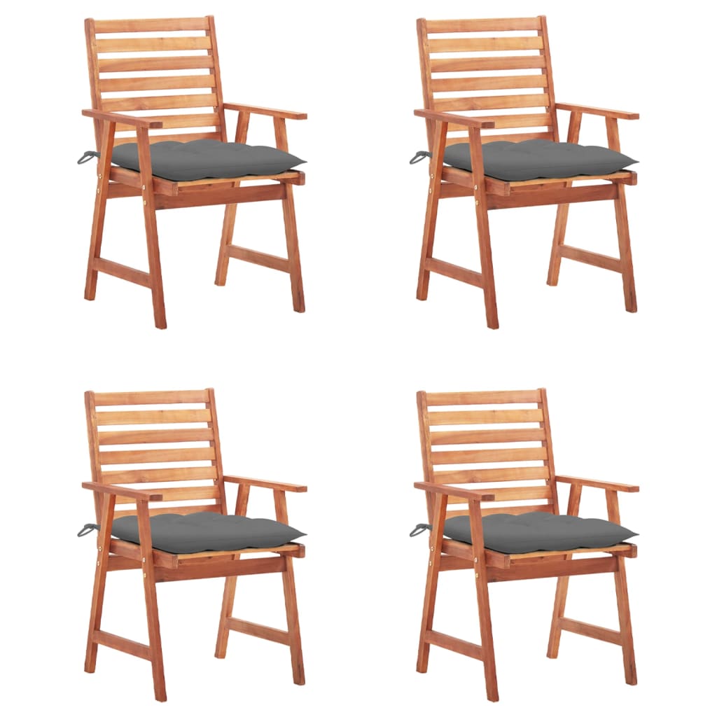 Outdoor Dining Chairs 4 pcs with Cushions Solid Acacia Wood