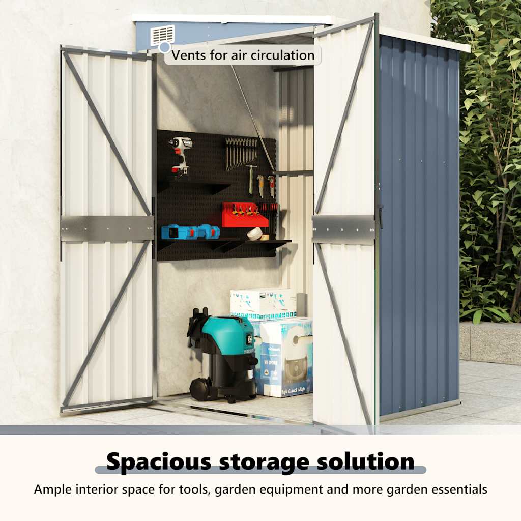 Wall-mounted Garden Shed Grey 118x100x178 cm Galvanised Steel