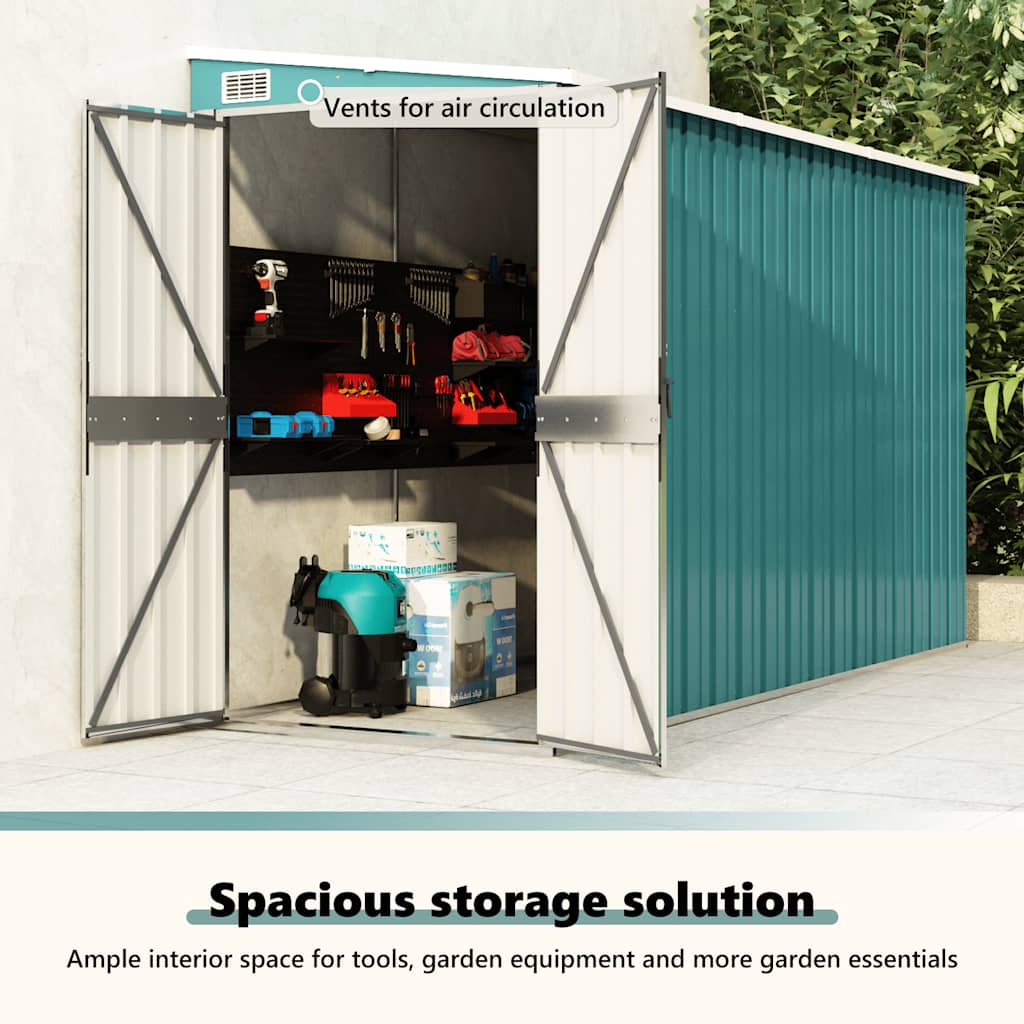 Wall-mounted Garden Shed Green 118x288x178 cm Galvanised Steel