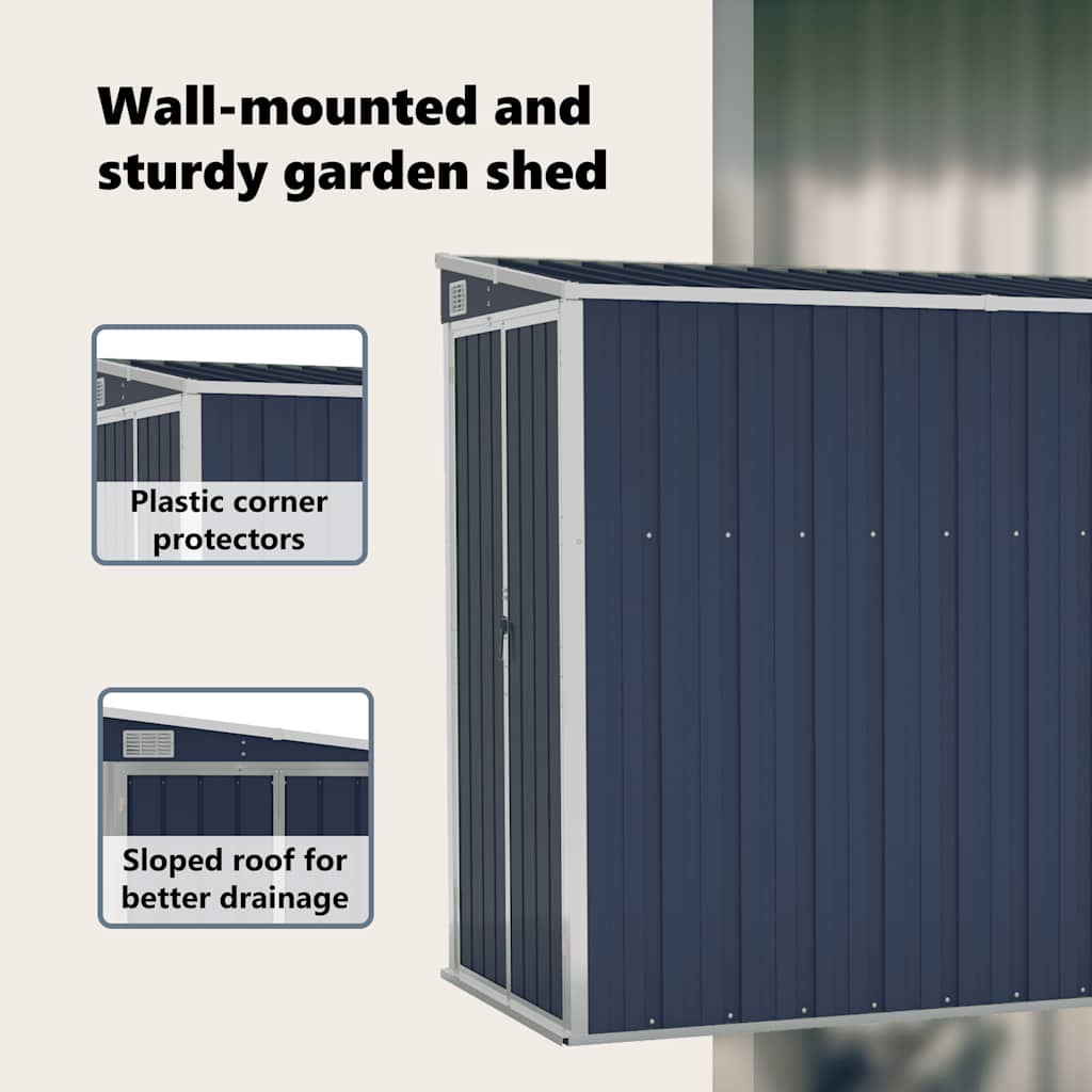 Wall-mounted Garden Shed Anthracite 118x288x178 cm Steel