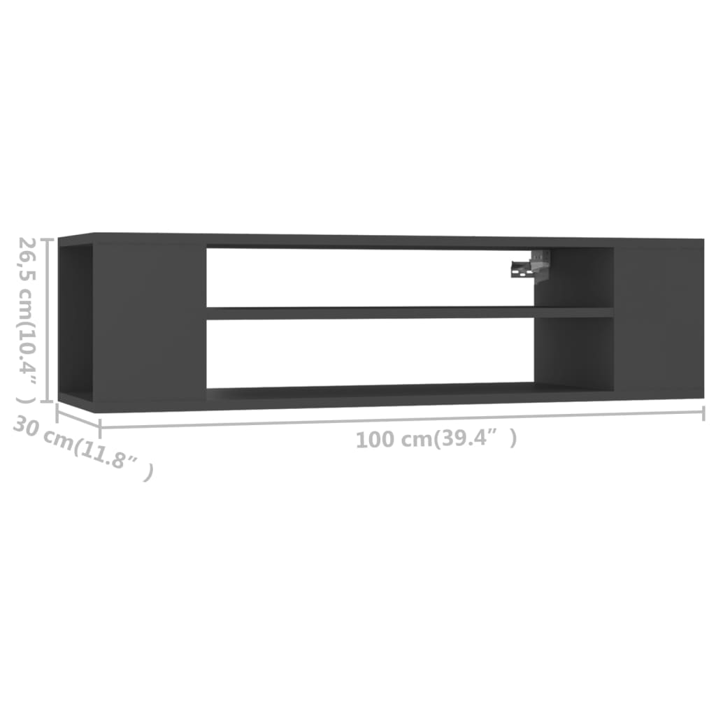 Hanging TV Cabinet Grey 100x30x26.5 cm Engineered Wood