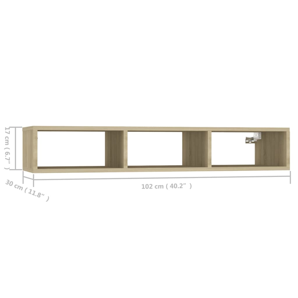 Wall Shelf Sonoma Oak 102x30x17 cm Engineered Wood